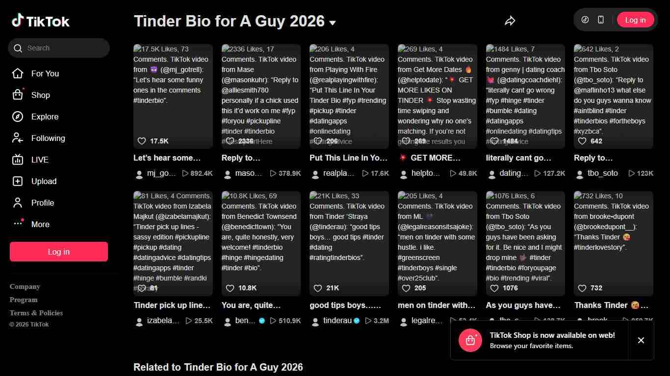 Tinder Bio for A Guy 2026 TikTok